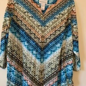 Alfred Dunner Multicolor Chevron Blouse